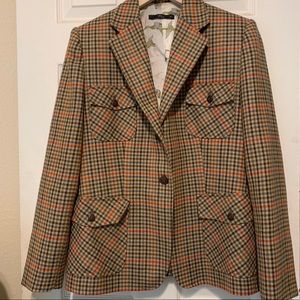 Vintage Plaid Wool Blazer Jacket